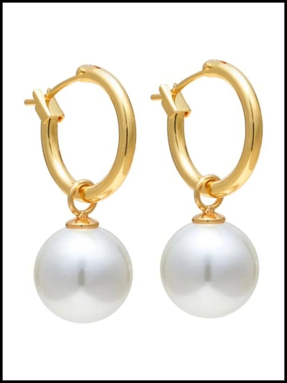 Pearl Hoop Earrings for Women 18K Gold Plated Huggie Drop Earrings